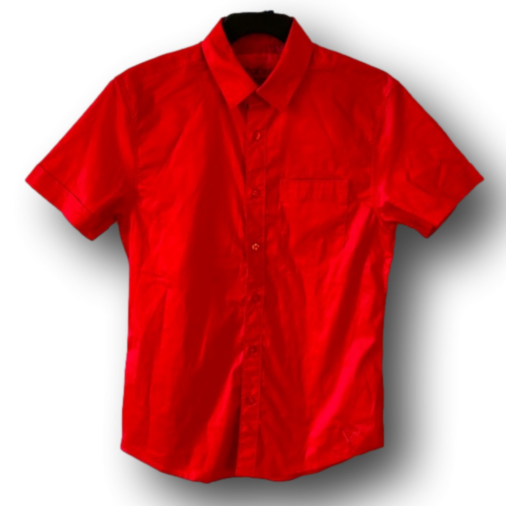 Mens Guess Coral Short Sleeve Button Down Shirt - Size Extra Small - Brand New